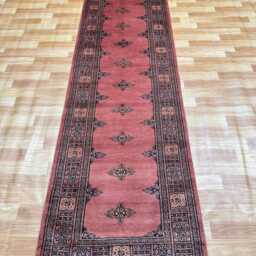 2.6x10 Pink Color Bokhara Rug - 0.80x3.00 cm Hallway Stairs Bukhara Runner Woolen Afghan - thumbnail 2