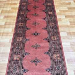 2.6x10 Pink Color Bokhara Rug - 0.80x3.00 cm Hallway Stairs Bukhara Runner Woolen Afghan - thumbnail 3