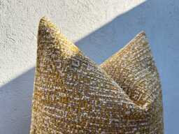 Mustard Yellow - White Decorative Pillow Cover, Euro Sham Or Lumbar Boucle Cushion - All Duties Paid Usa