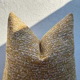 Mustard Yellow - White Decorative Pillow Cover, Euro Sham Or Lumbar Boucle Cushion - All Duties Paid Usa - thumbnail 3