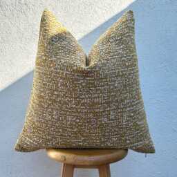 Mustard Yellow - White Decorative Pillow Cover, Euro Sham Or Lumbar Boucle Cushion - All Duties Paid Usa - thumbnail 2