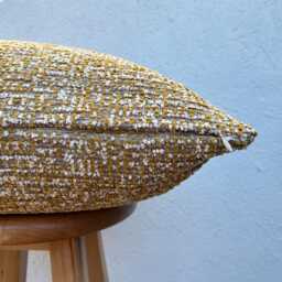 Mustard Yellow - White Decorative Pillow Cover, Euro Sham Or Lumbar Boucle Cushion - All Duties Paid Usa - thumbnail 4