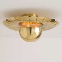 1950's Mid Century Brass Teresa Flush Mount-Modern Patina Chandelier-Italian Mount Ceiling Fixture - thumbnail 3
