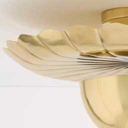 1950's Mid Century Brass Teresa Flush Mount-Modern Patina Chandelier-Italian Mount Ceiling Fixture - thumbnail 4