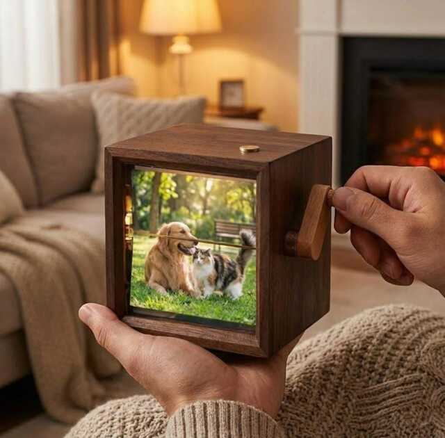 Pet Photo Flipbook Frame, Personalized Dog & Cat Picture Box With Light, Lover Gift, Mom Memory Keepsake - image 1