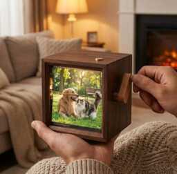Pet Photo Flipbook Frame, Personalized Dog & Cat Picture Box With Light, Lover Gift, Mom Memory Keepsake - thumbnail 1