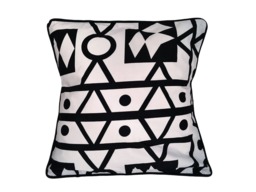 Black & White Cushion Cover. Ethnic Printed Samakaka Cover - thumbnail 1