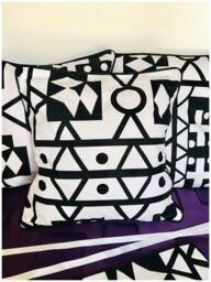 Black & White Cushion Cover. Ethnic Printed Samakaka Cover - thumbnail 2