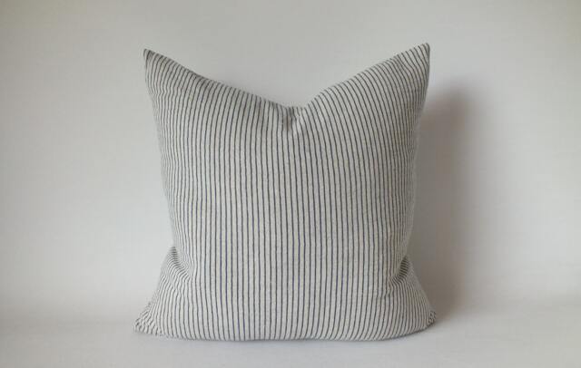 Grey Blue White Stripes Ethnic Cushions Cover Handmade Fabrics Throw-Cushions Accent Pillow Boho Chic - image 1