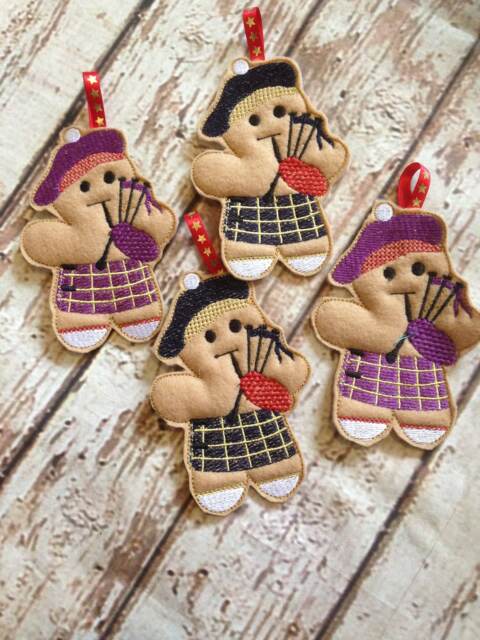 Gingerbread Scotsman Christmas Ornament Felt Kilt Tree Decoration - image 1