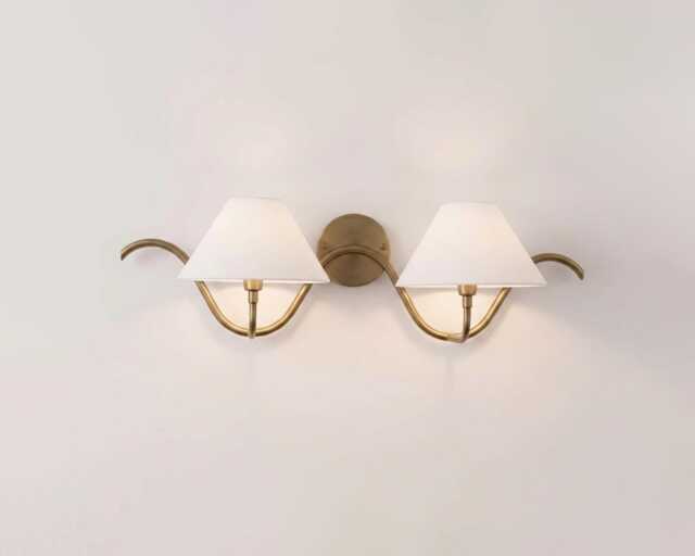 Wall Light Modern Antique Brass Double Arm Sconce, Luxury Mid Century Fixture, Scandinavian Bedroom & Living Room Lighting Fixture - image 1