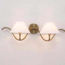 Wall Light Modern Antique Brass Double Arm Sconce, Luxury Mid Century Fixture, Scandinavian Bedroom & Living Room Lighting Fixture - thumbnail 3