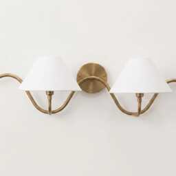 Wall Light Modern Antique Brass Double Arm Sconce, Luxury Mid Century Fixture, Scandinavian Bedroom & Living Room Lighting Fixture - thumbnail 2
