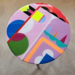 Handmade Resin Coffee Tables Colorful Abstract Pop Art Wooden Side Table Set - thumbnail 4