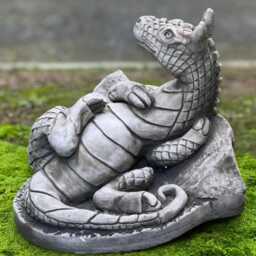 Whimsical Stone Dragon Statue Concrete Lying Sculptur Cement Fantasy Creature Handcrafted Garden Ornament Outdoor Decor Gift - thumbnail 2