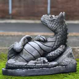 Whimsical Stone Dragon Statue Concrete Lying Sculptur Cement Fantasy Creature Handcrafted Garden Ornament Outdoor Decor Gift - thumbnail 4