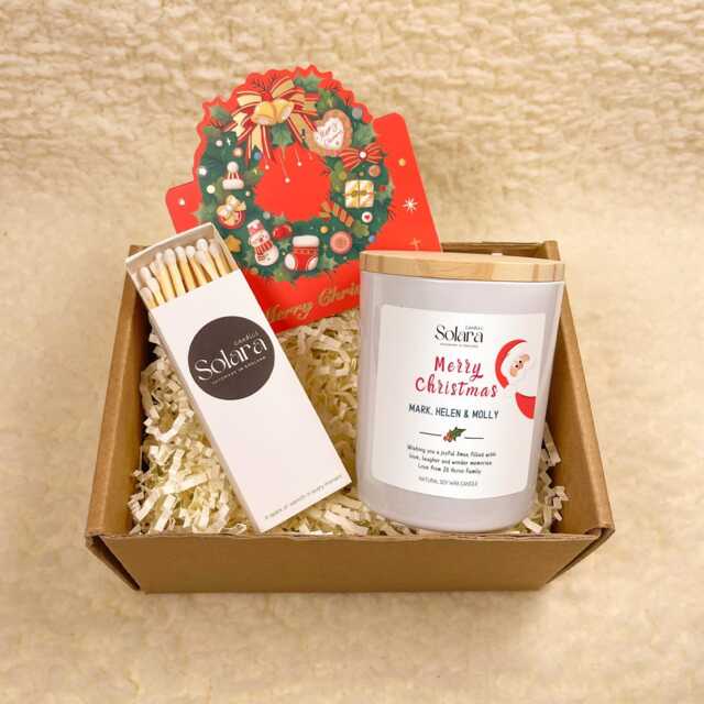 Personalised Christmas Santa Candle Gift Set, Custom Name & Text, Xmas Present For Friend Family, Box Ready - image 1