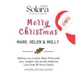 Personalised Christmas Santa Candle Gift Set, Custom Name & Text, Xmas Present For Friend Family, Box Ready - thumbnail 2