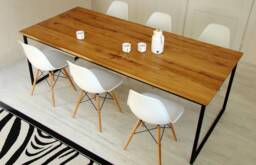 Oak Dining Table With Black Steel Frame Basic Nio 140x80x75. Modern Loft Desk. Scandinavian Design. Up To 6 Seats. Best Quality Furniture
