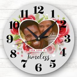 Love Timeless Photo Grey Valentine's Day Gift Anniversary Personalised Clock - thumbnail 1