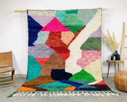 Moroccan Multicolor Berber Rug, Boho Nursery Handwoven Wool Shag Authentic Beni Ourain Carpet, Large Area Rug - thumbnail 1