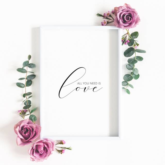 All You Need Is Love - Romantic Quote Print Bedroom Wall Art Home Decor Typography Poster Unframed - image 1