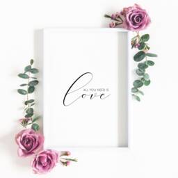 All You Need Is Love - Romantic Quote Print Bedroom Wall Art Home Decor Typography Poster Unframed - thumbnail 1