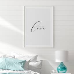 All You Need Is Love - Romantic Quote Print Bedroom Wall Art Home Decor Typography Poster Unframed - thumbnail 4