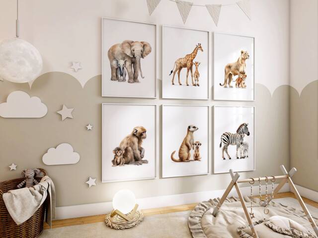 Safari Animal Nursery Art Prints Kids Room Decor - image 1