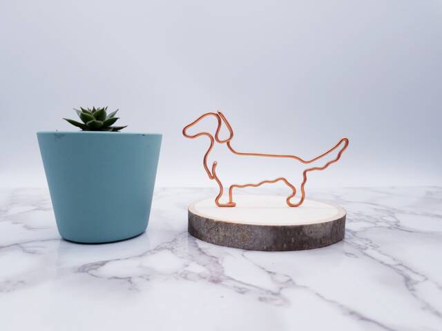 Long Haired Dachshund Wire Sculpture, Personalized Dog Art Decor - image 1