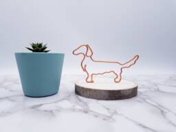 Long Haired Dachshund Wire Sculpture, Personalized Dog Art Decor - thumbnail 1