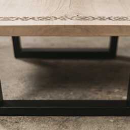 Oak Coffee Table, Black Metal Legs, Industrial Rustic Decor - thumbnail 3