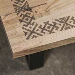 Oak Coffee Table, Black Metal Legs, Industrial Rustic Decor - thumbnail 4
