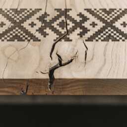 Oak Coffee Table, Black Metal Legs, Industrial Rustic Decor - thumbnail 2