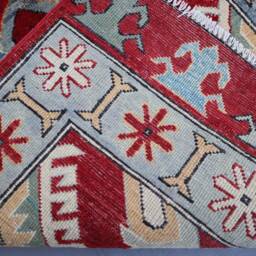 2'7x4 Ft Afghan Geometric Area Rug, Soft Pile Wool Handmade Oriental Red Boho Contemporary Door Mat, Bathroom, Home Decor 3x4 - thumbnail 4