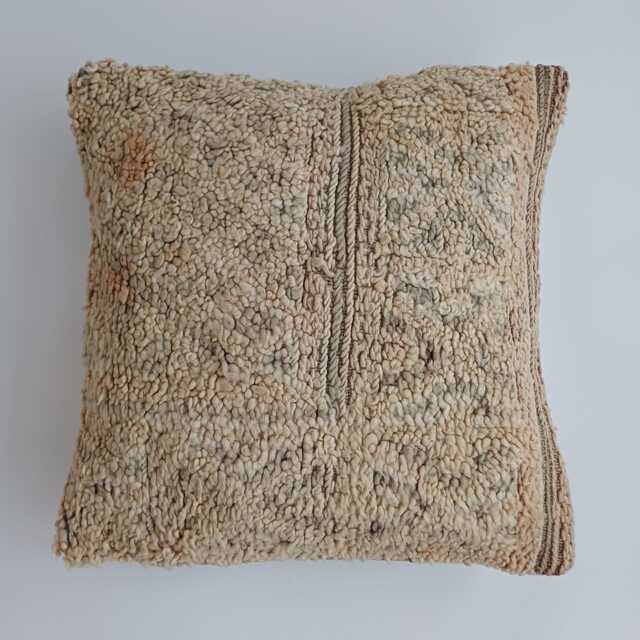 Moroccan Wool Cushion Cover, Handmade Berber Pillow, Multicoloured Vintage Rug Cushion, Tribal Throw 20''x20''/50x50 cm - image 1