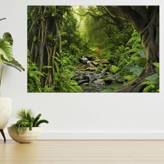Tropical Jungle With River 3D View Wall Sticker Poster Decal A733 - image 1
