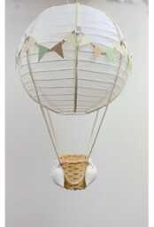 Neutral Sage Green Themed Hot Air Balloon Nursery Light Shade - thumbnail 1
