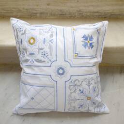 Embroidered Rosette Cushion Cover Mediterranean Cottage Chic Pillow - thumbnail 2
