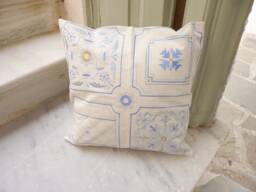 Embroidered Rosette Cushion Cover Mediterranean Cottage Chic Pillow - thumbnail 1
