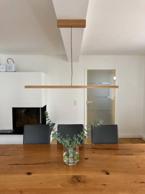 Design Hanging Lamp Oak Solid Wood Rectangular 100cm Handmade - image 1