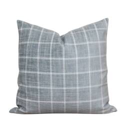 Blue Plaid Pillow Cover - Accent Chenille Decorative Throw Handmade Farmhouse Covers Helen - thumbnail 3