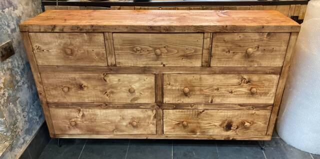 Handmade Rustic Wood Chest Of Drawers, Hairpin Legs - image 1