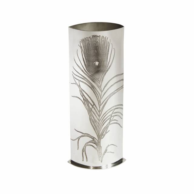 Peacock Feather Pewter Vase - Wentworth John Ruskin Design - image 1
