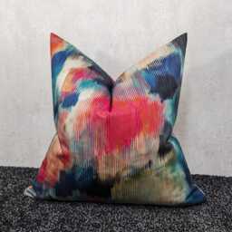 Designer Harlequin Excuberance Teal - Fushia Mandarine Cushion Cover Luxury Abstract Style Fabric Handmade Double Sided - thumbnail 2