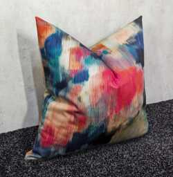 Designer Harlequin Excuberance Teal - Fushia Mandarine Cushion Cover Luxury Abstract Style Fabric Handmade Double Sided