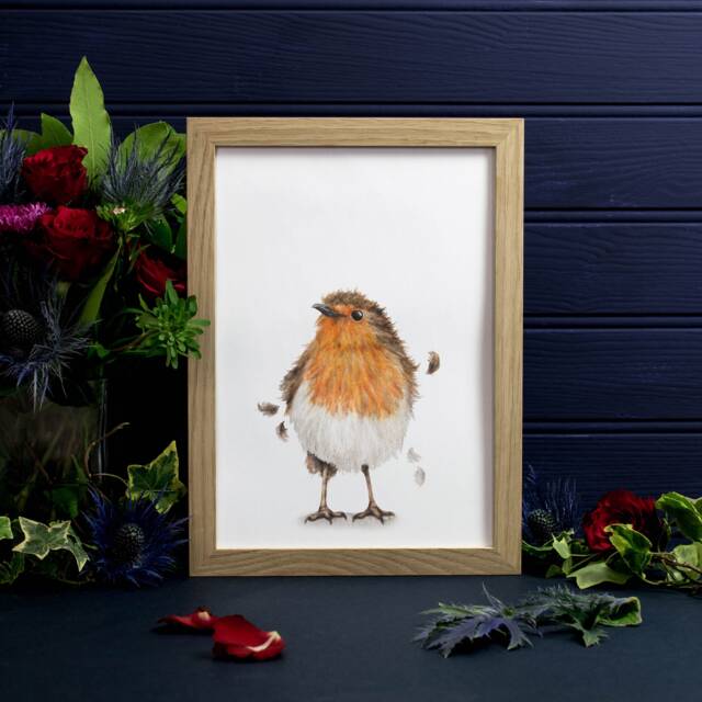 Robin Watercolour Print - British Garden Bird Wildlife Wall Art - image 1