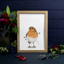 Robin Watercolour Print - British Garden Bird Wildlife Wall Art - thumbnail 1