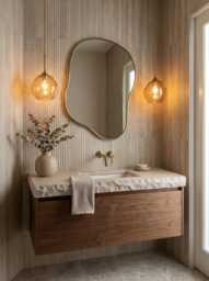 Gold Asymmetrical Mirror - Elegant Bathroom Brass Frame Wall Mirror, Custom Living Room Mirrors