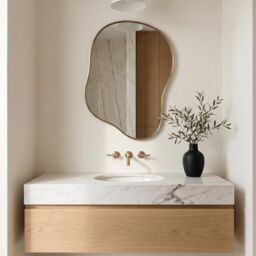 Gold Asymmetrical Mirror - Elegant Bathroom Brass Frame Wall Mirror, Custom Living Room Mirrors - thumbnail 2